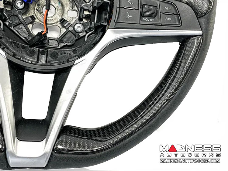 Alfa Romeo Stelvio Steering Wheel Trim - Carbon Fiber - Lower Side Cover Set - Pre '20 Models